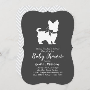 Invitation Yorkshire Terrier Chien Baby Douche Genre Neutre