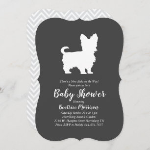 Invitation Yorkshire Terrier Dog Baby shower Neutre Hommes-Fe