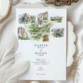 Invitation Yosemite National Park Watercolor Map Wedding