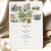 Invitation Yosemite National Park Watercolor Map Wedding