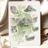 Invitation Yosemite National Park Watercolor Map Wedding