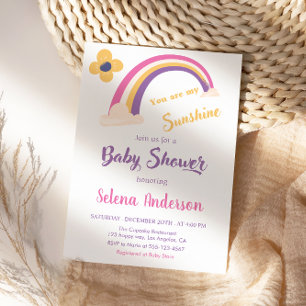Invitation "You Are My Sunshine" Baby Shower Arc-en-Ciel