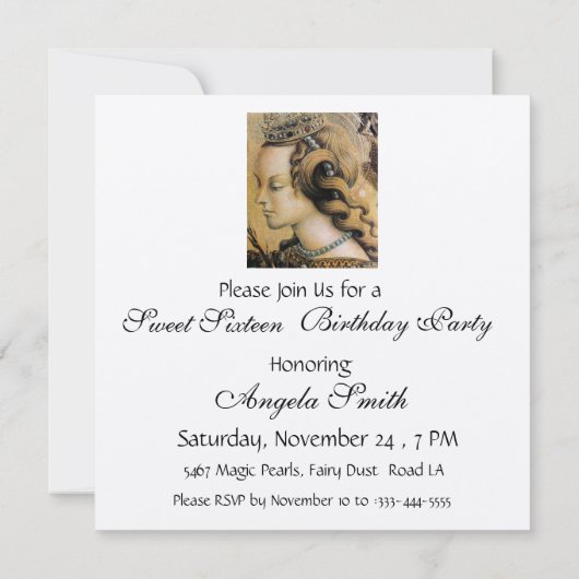 Invitation YOUNG PRINCESS SWEET 16 PARTY Monogram Or (Dos)
