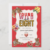Invitation Young Wild and Eight Tiger Jungle Birthday (Devant)