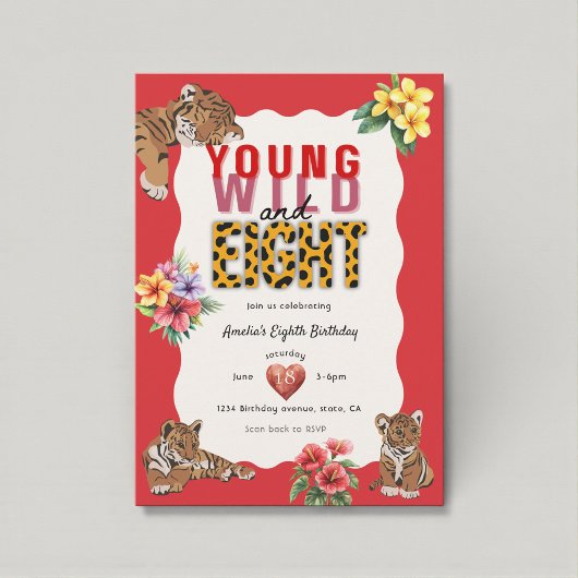 Invitation Young Wild and Eight Tiger Jungle Birthday