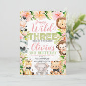 Invitation Young Wild and Three, 3e Anniversaire Animaux de l (Debout devant)