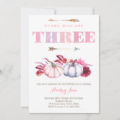 Invitation Young Wild and Three, boho 3e fête d'anniversaire (Devant)