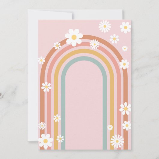 Invitation Young Wild And Three Boho Daisy Rainbow Birthday (Dos)