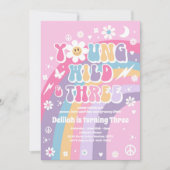 Invitation Young Wild And Three Hippie 3e fête d'anniversaire (Devant)