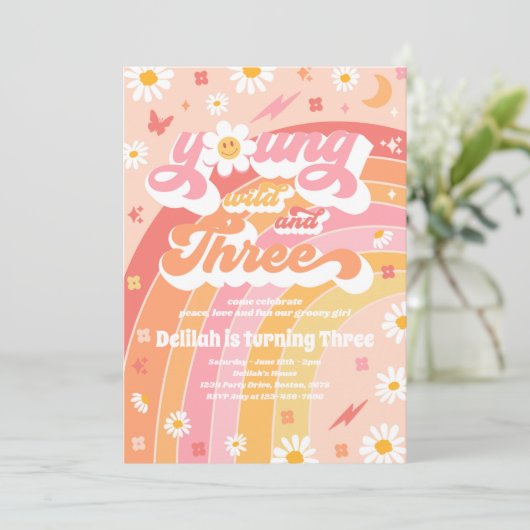 Invitation Young Wild And Three Hippie 3e fête d'anniversaire (Debout devant)