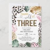 Invitation Young Wild and Three Leopard Girl 3rd Birthday (Devant)
