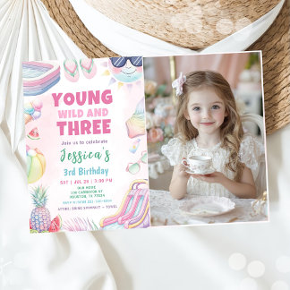 Invitation Young Wild And Three - Photo d'anniversaire de Sum