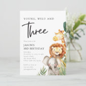 Invitation Young Wild and Three Safari Animaux 3e anniversair (Debout devant)