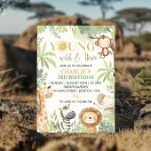 Invitation Young Wild and Three Safari Animaux Anniversaire