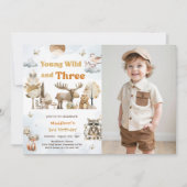 Invitation Young Wild and Three Woodland Animaux 3e Photo (Devant)