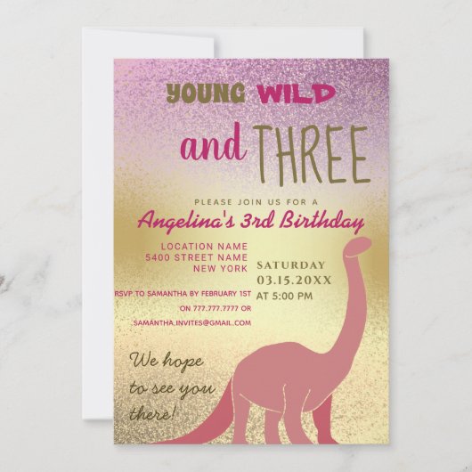 Invitation Young Wild et Three 3e anniversaire (Devant)