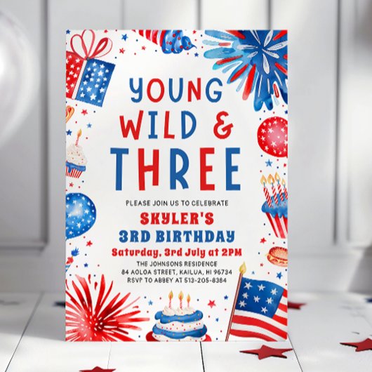 Invitation Young Wild et Three 4 Juillet 3 Anniversaire