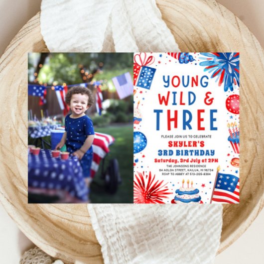 Invitation Young Wild et Three 4 Juillet 3 Anniversaire
