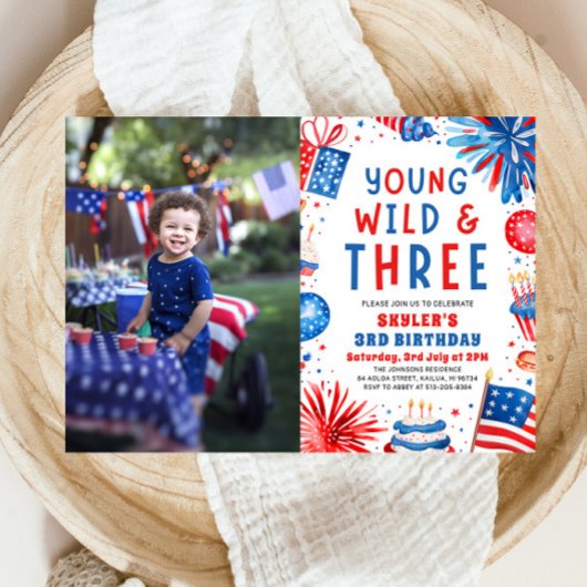 Invitation Young Wild et Three 4 Juillet 3 Anniversaire