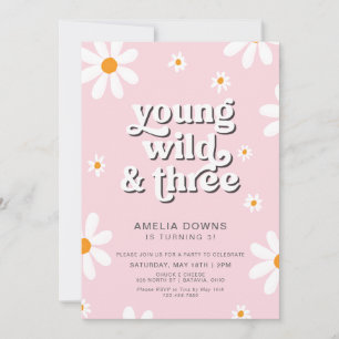 Invitation Young Wild Et Three Anniversaire de enfant Party