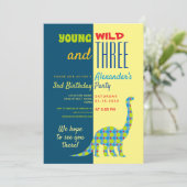 Invitation Young Wild et Three Dinosaur 3e anniversaire (Debout devant)