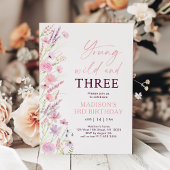 Invitation Young Wild et Three Fleur sauvage Birthday