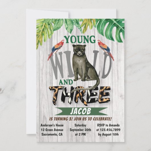Invitation Young Wild Et Three Jungle 3e anniversaire (Devant)