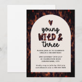 Invitation Young Wild et Three Jungle Safari 3e anniversaire (Devant / Derrière)