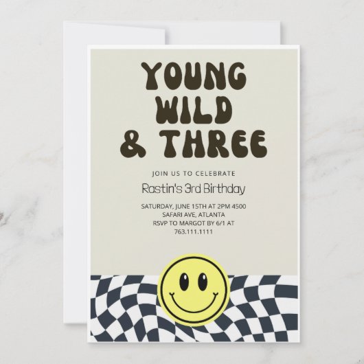 Invitation Young Wild et Three Retro Boys 3e anniversaire (Devant)