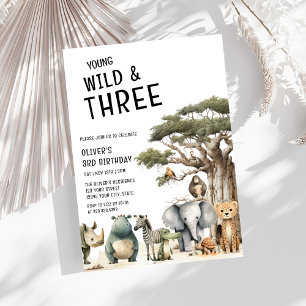 Invitation Young Wild et Three Safari 3ème anniversaire