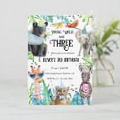 Invitation Young Wild et Three Safari Anniversaire Party (Debout devant)