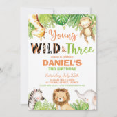 Invitation Young Wild et trois animaux de la jungle de 3e ann (Devant)