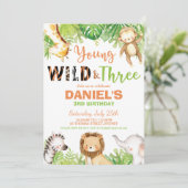 Invitation Young Wild et trois animaux de la jungle de 3e ann (Debout devant)