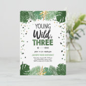 Invitation Young Wild et trois animaux Safari Boy Birthday (Debout devant)