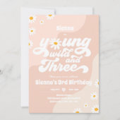 Invitation Young Wild Et Trois Anniversaire Fête Boho Daisy (Devant)