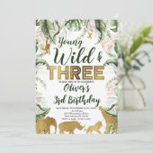 Invitation Young Wild et trois Anniversaire, Safari, Jungle (Debout devant)