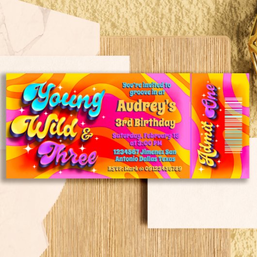 Invitation Young Wild et Trois - Billet Groovy
