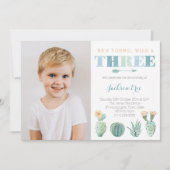 Invitation Young Wild et TROIS Cactus 3e Birthday Boy (Devant)