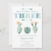 Invitation Young Wild et TROIS Cactus 3e fête d'anniversaire (Devant)