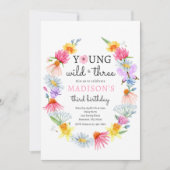 Invitation Young Wild Et Trois Fleurs sauvages 3e fête d'anni (Devant)