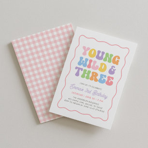 Invitation Young Wild et Trois Gingham Girls 3e Anniversaire