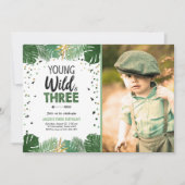 Invitation Young Wild et trois Safari Tropical Boy Anniversai (Devant)