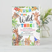 Invitation Young & Wild Jungle Safari Kids Birthday (Debout devant)