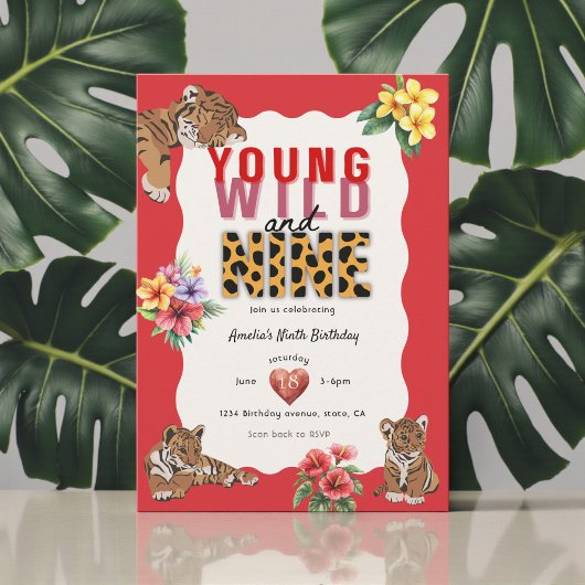 Invitation Young Wild Nine Tiger Jungle Birthday