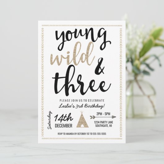Invitation Young Wild & Three - Black & Gold (Debout devant)