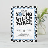 Invitation Young Wild & Three | Blue Face Boy 3e Anniversaire (Debout devant)