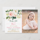 Invitation Young Wild & Three Boho Floral Rose Gold Anniversa (Devant)
