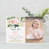Invitation Young Wild & Three Boho Floral Rose Gold Anniversa (Debout devant)