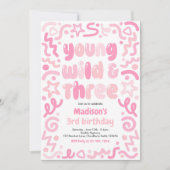 Invitation Young Wild & Three Confetti Balloon 3rd Birthday  (Devant)