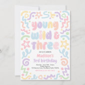 Invitation Young Wild & Three Confetti Balloon 3rd Birthday  (Devant)